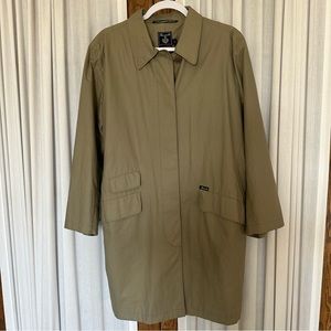 Faconnable Khaki Olive Water-Resistant Cotton Trench Rain Coat